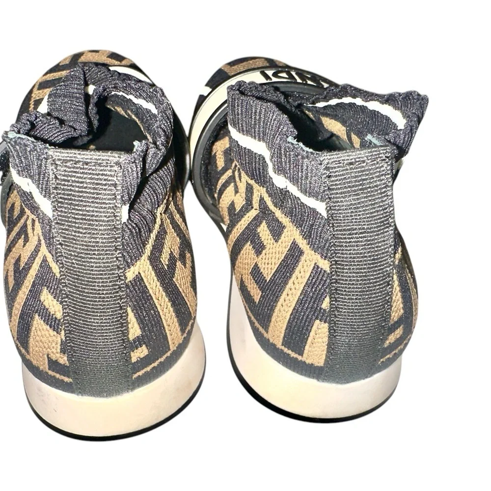Fendi Black and Brown FF Logo Sock Sneakers - Kids Unisex - Size EU 27 - Picture 4 of 8